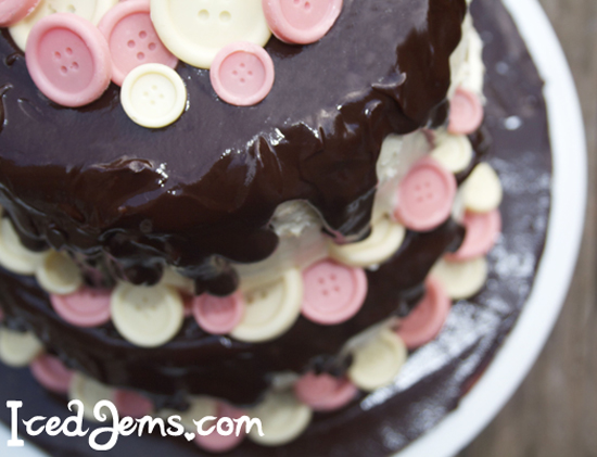 Pink White Button Cake