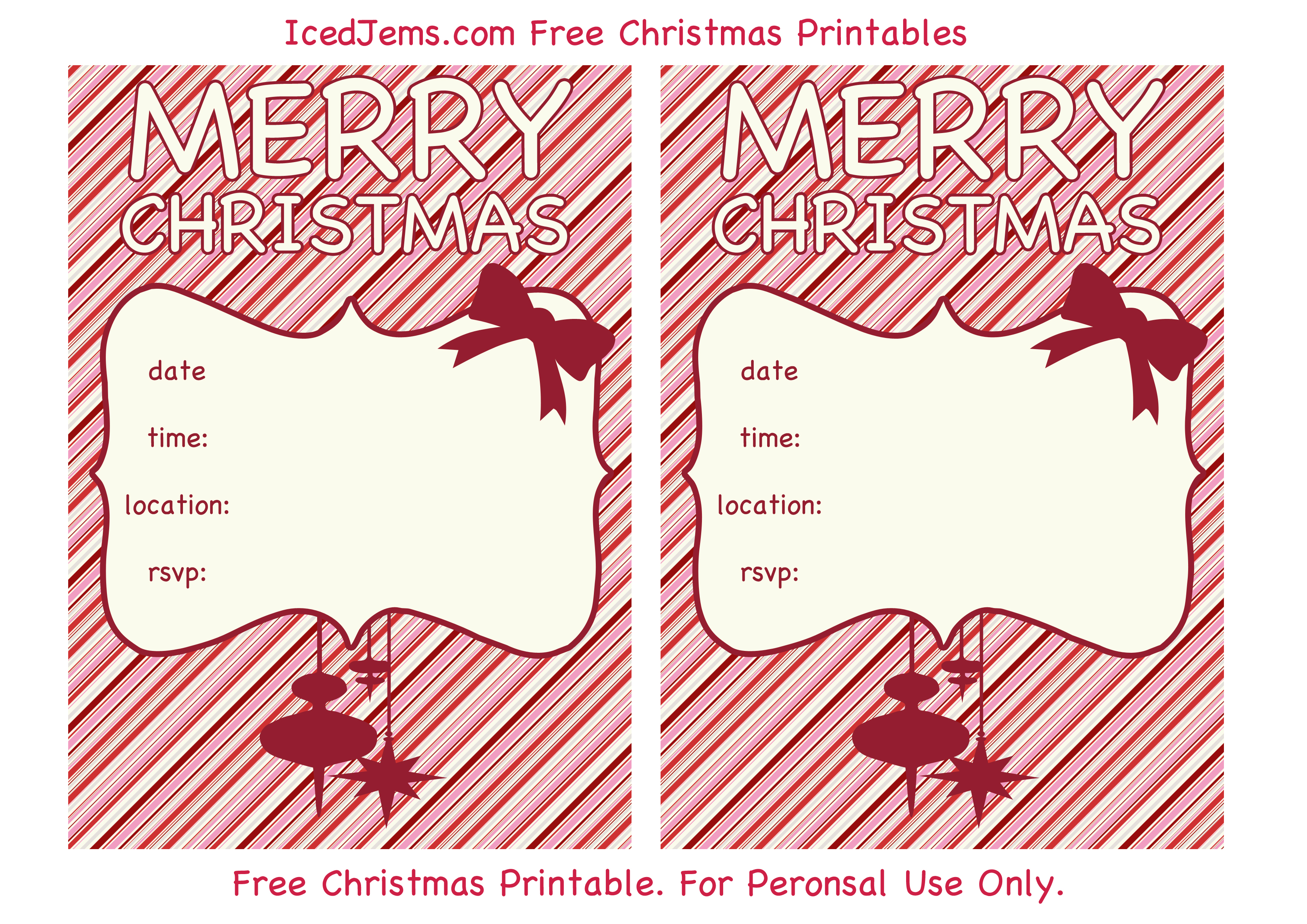 Free Christmas Kids Printable Invitations