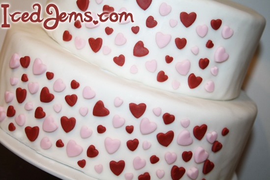 Red and Pink Hearts Cake