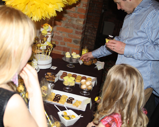 Brown and Yellow Dessert Table