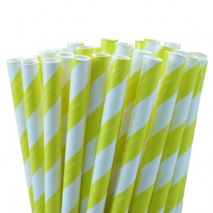 Yellow White Stripe Straws