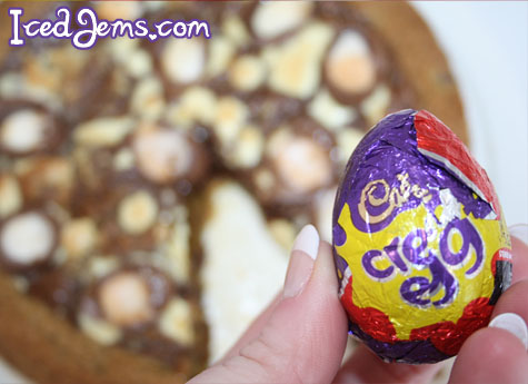 Creme Egg Cookie Pizza